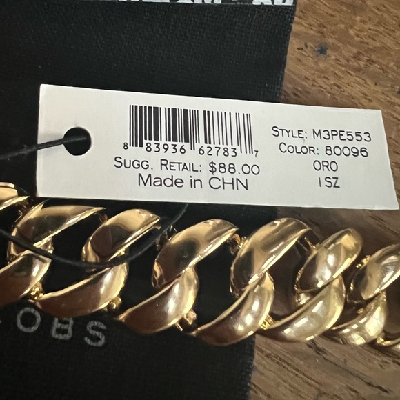 NWT Marc by Marc Yellow small Gold Cuban Chain with dust bag - Picture 3 of 3